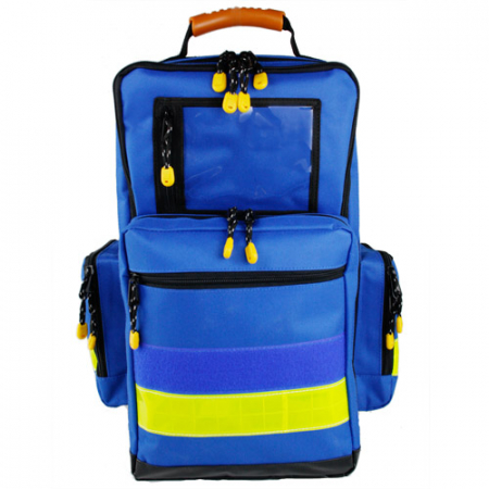 PRIM AJUTOR - Rucsac medic pentru ambulanta YELLOW BLUE - 36x47x26 cm - cu 5 module si interior modular