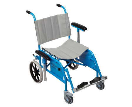 MOBILIER - Scaun cu rotile pliabil MRT - pentru pacient max. 200 kg , antimagnetic - pana la 7 Tesla - culoare albastru - 965x675x475 mm