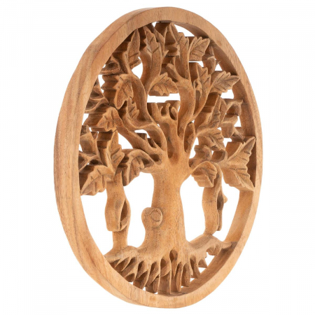Obiecte de decor - Sculptura de perete COPACUL VIETII - din lemn de SUAR - diametru 30 cm - realizat manual