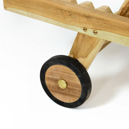 Sezlong pliabil Divero din lemn de TEAK 200x57x34 cm - pliabil cu roti [1]