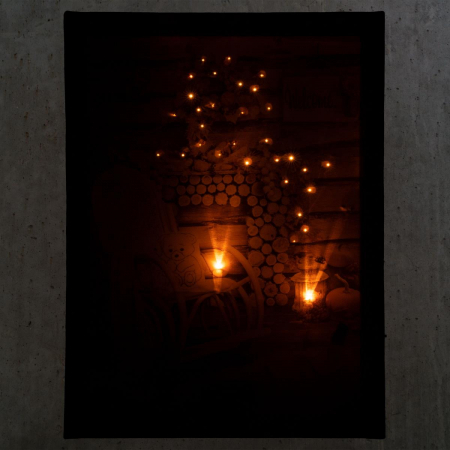 Tablou iluminat 2 leduri cu timer - 30x40cm - print digital pe canvas - balansoar langa foc [1]