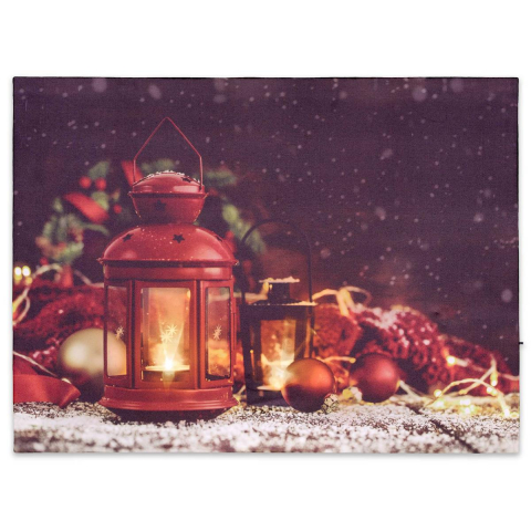 DECORATIUNI - Tablou iluminat 2 leduri cu timer - 30x40cm - print digital pe canvas - Lampa X-mas