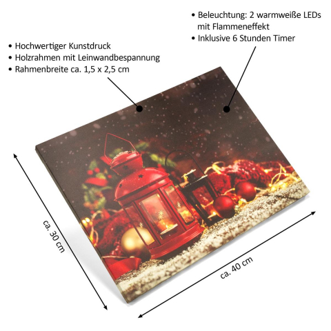 Tablou iluminat 2 leduri cu timer - 30x40cm - print digital pe canvas - Lampa X-mas [5]