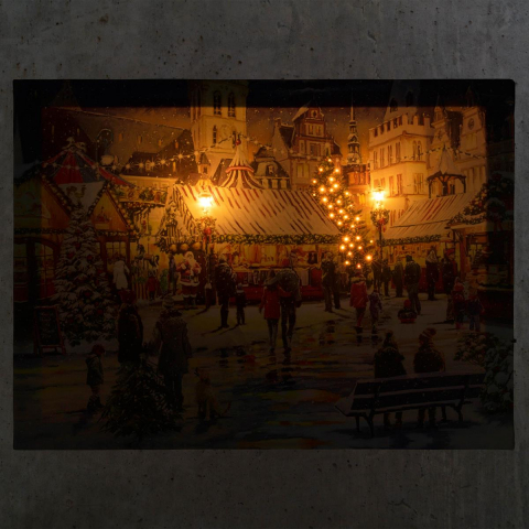 Tablou iluminat 2 leduri cu timer - 30x40cm - print digital pe canvas - Targ de Craciun [3]