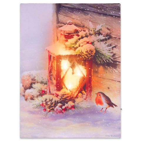 DECORATIUNI - Tablou iluminat 3 leduri cu timer - 30x40cm - print digital pe canvas - Lampa rosie