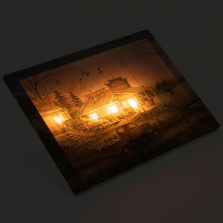 Tablou iluminat 4 leduri cu timer - 30x40cm - print digital pe canvas - casa veche langa lac [1]