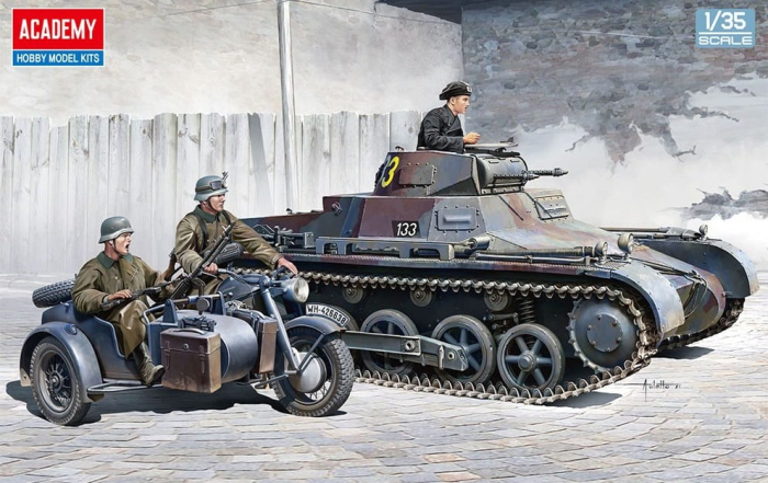Academy 13556 - 1:35 German Panzer I Ausf.B & Motorcycle [1]