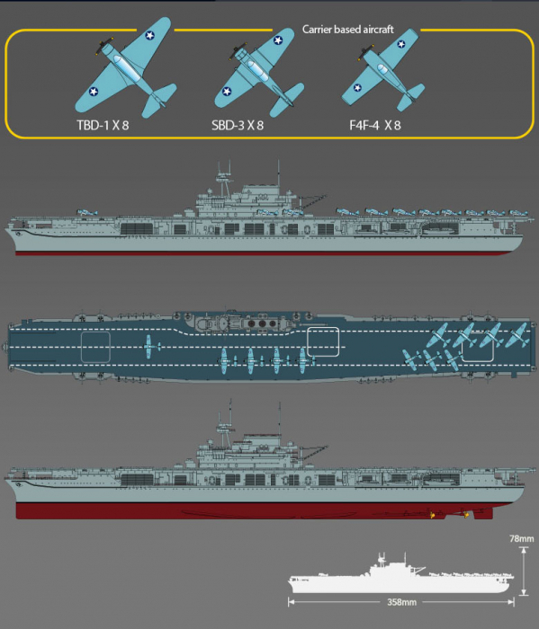 Academy 14409 - 1:700 USS Enterprise CV-6 "Batte of Midway" [2]