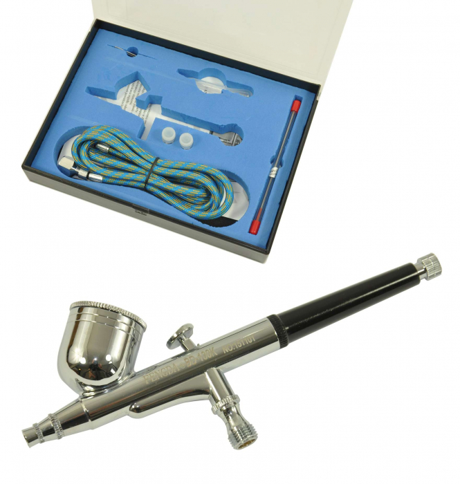 Aerograf Fengda BD-130K cu ace și duze de 0,2 mm, 0,3 mm și 0,5 mm, plus furtun [2]