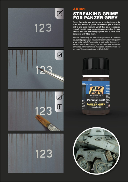 AK Interactive 069 - Streaking Grime For Panzer Grey Vehicles [3]