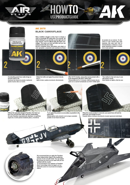 AK Interactive 2075 - Aircraft Panel Liner For Black Camouflage 35Ml [2]