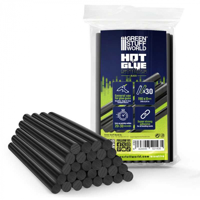 GSW - Hot glue sticks 190mm - BLACK (Pack x30) [1]