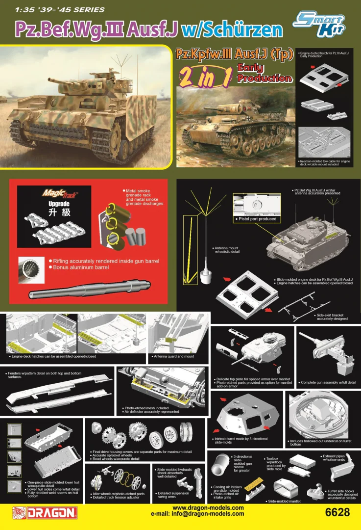 Dragon 6628 - 1:35 German medium tank Pz.Bef.Wg.III Ausf.J / Pz.III Ausf.J (Tp) Early Production (2 in 1) - Smart [2]