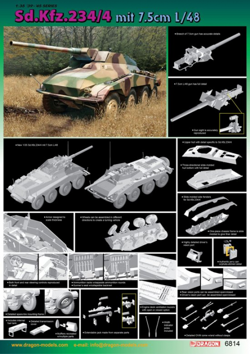 Dragon 6814 - 1:35 German Armored Car Sd.Kfz. 234/4 with 7.5 cm L/48 - Smart Kit [2]