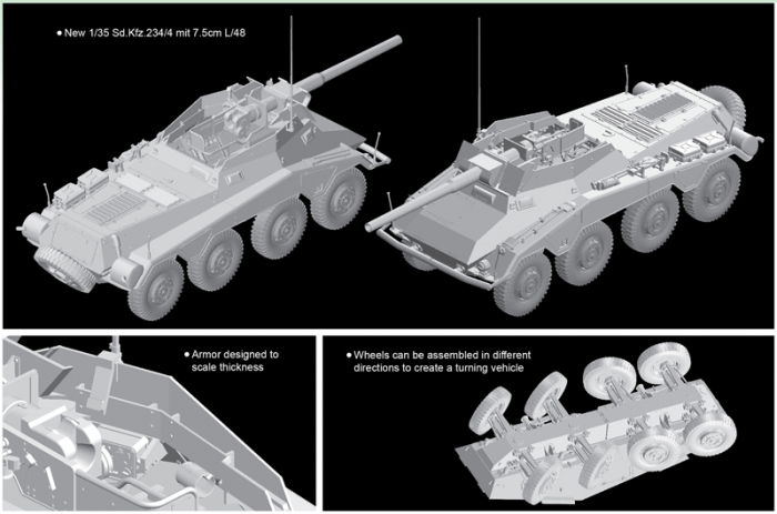 Dragon 6814 - 1:35 German Armored Car Sd.Kfz. 234/4 with 7.5 cm L/48 - Smart Kit [3]