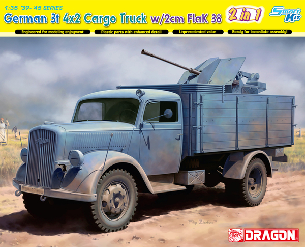 Dragon 6828 - 1:35 German 3t 4x2 Cargo Truck w/2cm FlaK 38 (2 in 1) - Smart Kit [1]