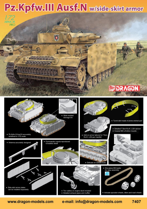 Dragon 7407 - 1:72 Panzer III Ausf N with schurzen [2]