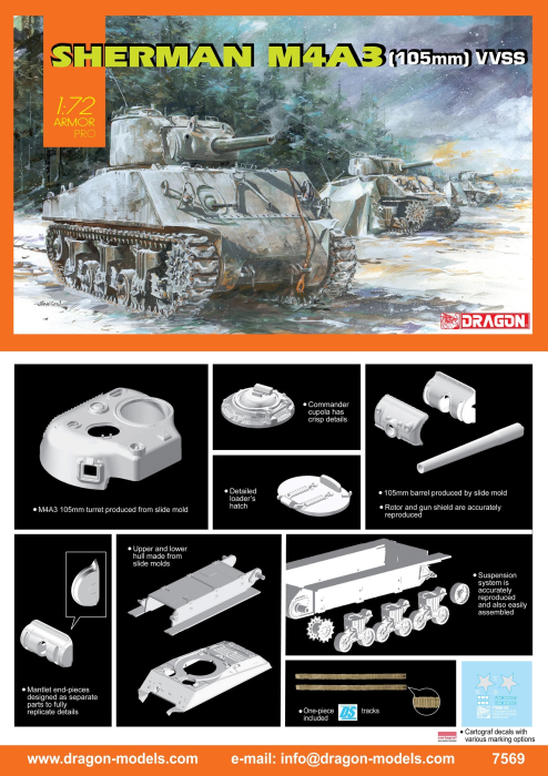 Dragon 7569 - 1:72 Sherman M4A3 105mm VVSS [2]