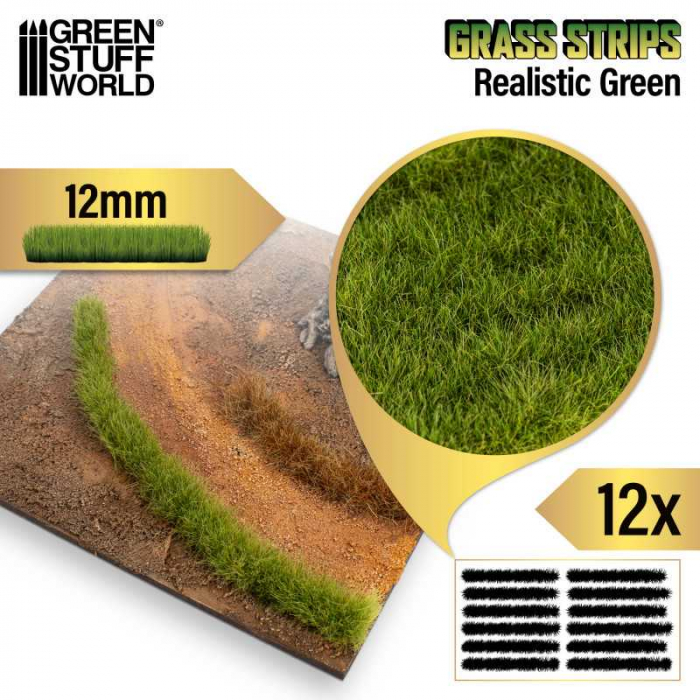 GSW - Grass STRIPES 12mm - REALISTIC GREEN [2]