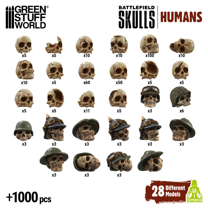 GSW - 1000x Battlefield Resin Skulls 1:48-1:35 [2]