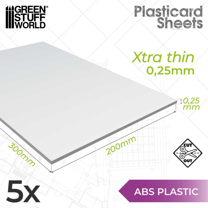 GSW - ABS Plain Plasticard Sheet 0,25mm PACK x5 [2]