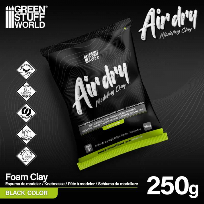 GSW - Air Dry Foam Clay 250Gr. - Black [4]