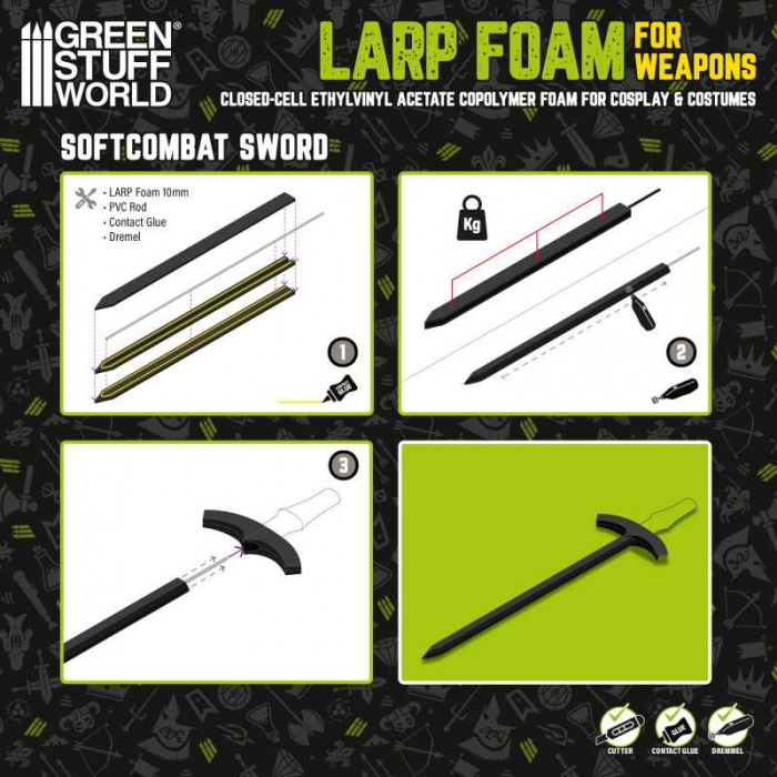 GSW - Soft LARP Foam 10mm for Sword blades [3]
