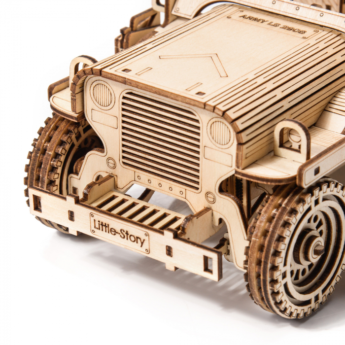 Little Story Wooden Model 3D Puzzle - Military Vehicle Jeep [7]