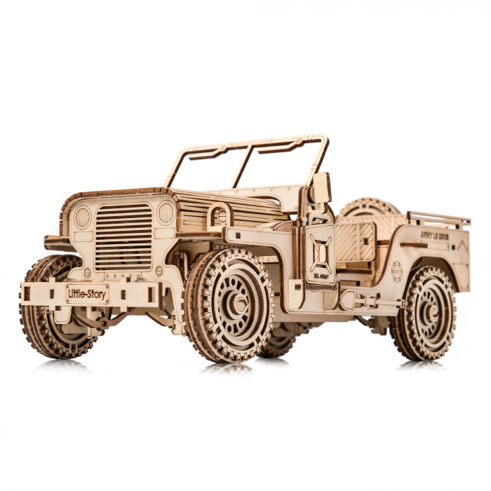 Little Story Wooden Model 3D Puzzle - Military Vehicle Jeep [2]