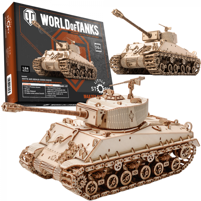 Little Story Wooden Model 3D Puzzle Tank - M4A3E8 Sherman [1]
