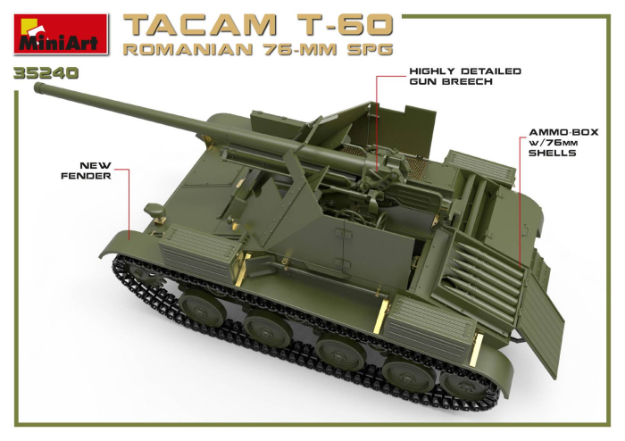 Miniart 35240 - 1:35 Romanian 76-mm SPG Tacam T-60 (Full Interior) [5]