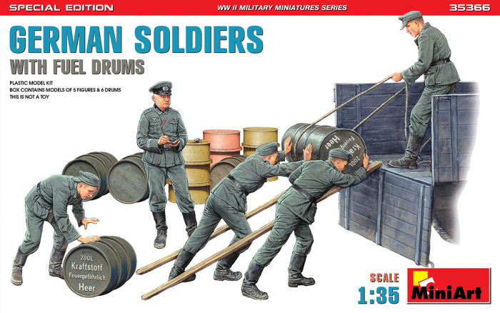 MiniArt 35366 - 1:35 German Soldiers w/ Fuel Drums. Special Edition (35041  35597 6 drums) [1]