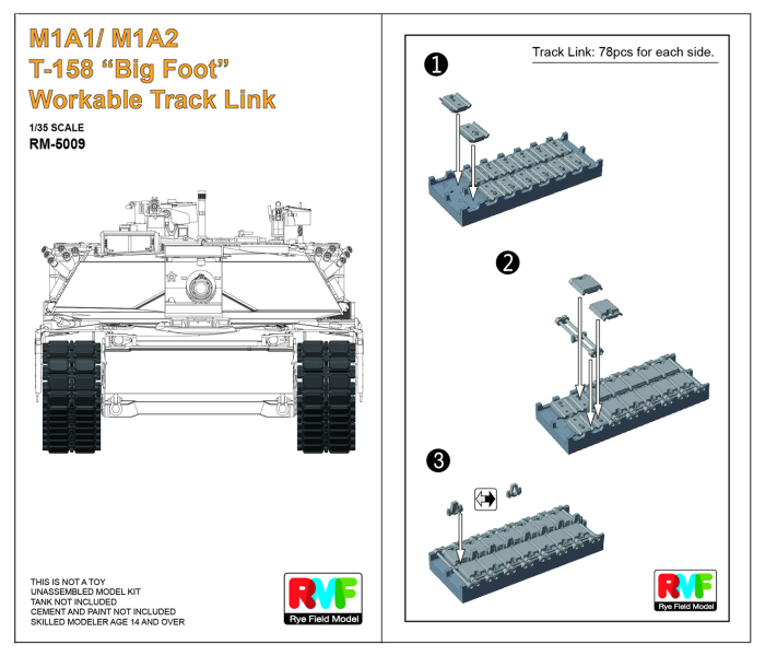 Rye Field Model 5009 - 1:35 Workable Tracks for M1A1/M1A2 T-158 "Big Foot" [2]