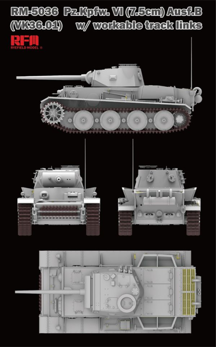 Rye Field Model 5036 - 1:35 Pz.Kpfw.VI (7,5cm) Ausf.B (VK36.01) w/ workable track links [3]