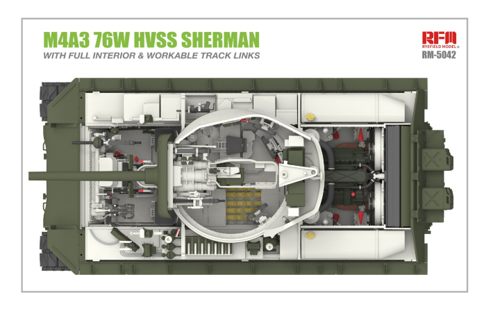 Rye Field Model 5042 - 1:35 M4A3 76W HVSS Sherman w/full interior [2]