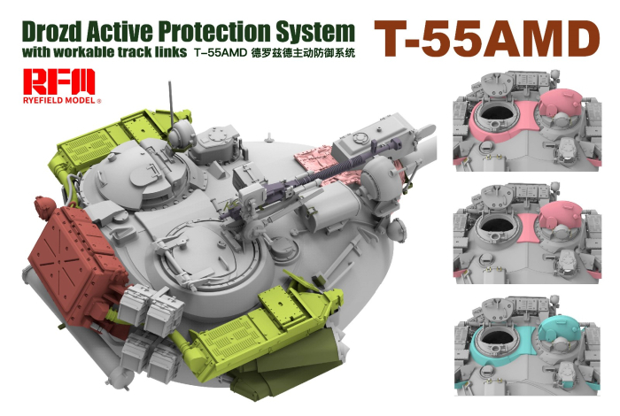 Rye Field Model 5091 - 1:35 T-55AMD Drozd Active Protection System with workable track links [3]