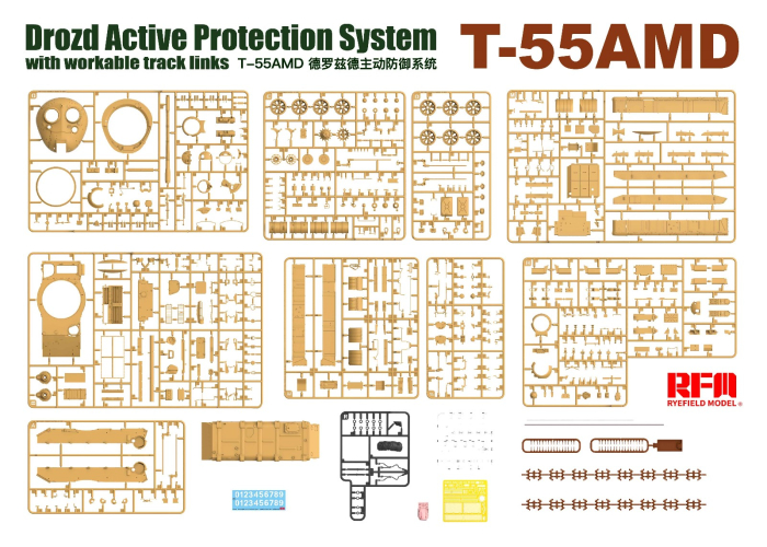 Rye Field Model 5091 - 1:35 T-55AMD Drozd Active Protection System with workable track links [6]