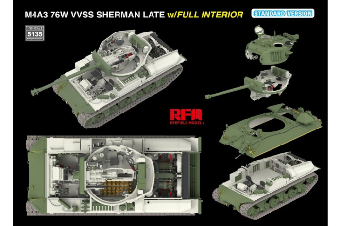 Rye Field Model - 5135 1:35 M4A3 76W VVSS Sherman late STANDARD full interior [3]