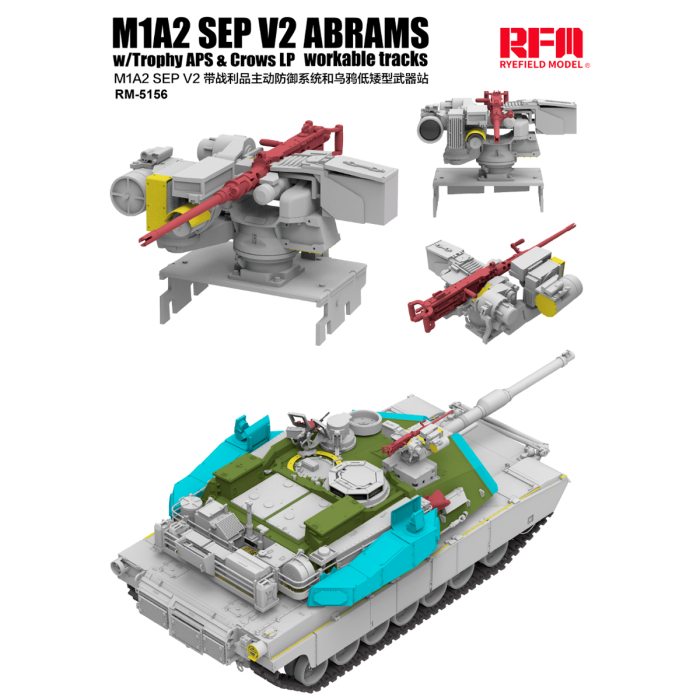 Rye Field Model RFM5156 - 1:35 M1A2 SEP V2 ABRAMS w/Trophy APS & Crows LP/workable tracks [4]