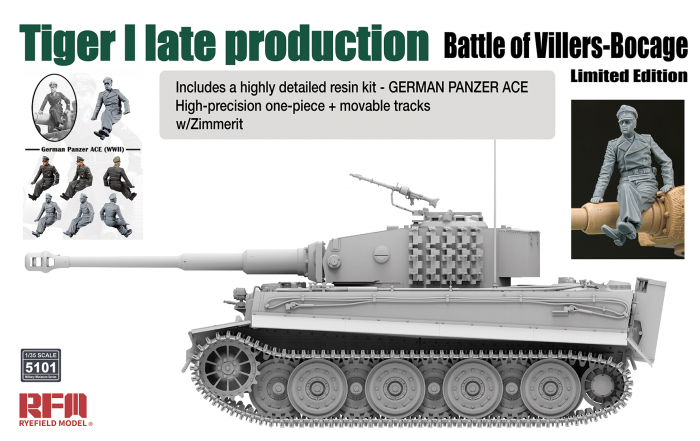 Ryefield Model 5101 1:35 Tiger I late production (Battle of Villers-Bocage) w/Zimmerit [1]
