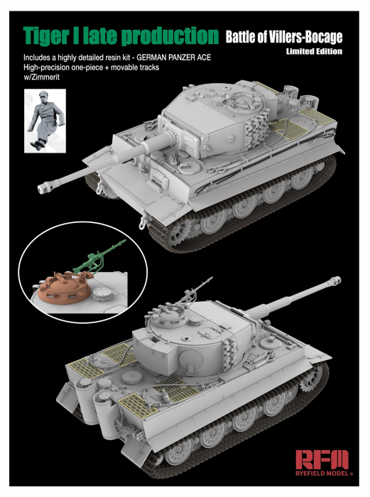 Ryefield Model 5101 1:35 Tiger I late production (Battle of Villers-Bocage) w/Zimmerit [2]