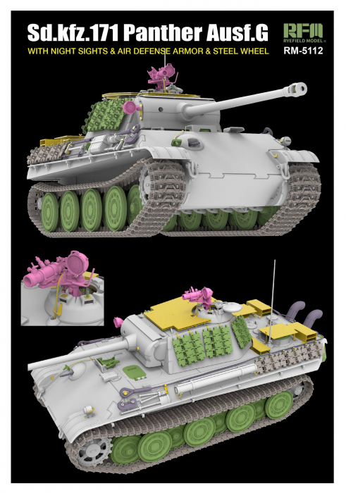 Ryefield Model 5112 1:35 Sd.Kfz.171 Panther G w/Night Sights and Air Defense Armor & Steel Wheel [3]