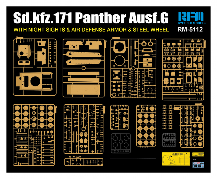 Ryefield Model 5112 1:35 Sd.Kfz.171 Panther G w/Night Sights and Air Defense Armor & Steel Wheel [4]