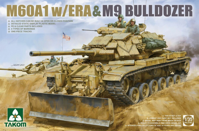 TAKOM 2142 - 1:35 U.S. Main Battle Tank M60A1 with ERA and M9 Bulldozer [1]