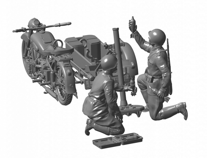 Zvezda 3651 - 1:35 Soviet Motorcycle M-72 With 82mm Mortar [2]
