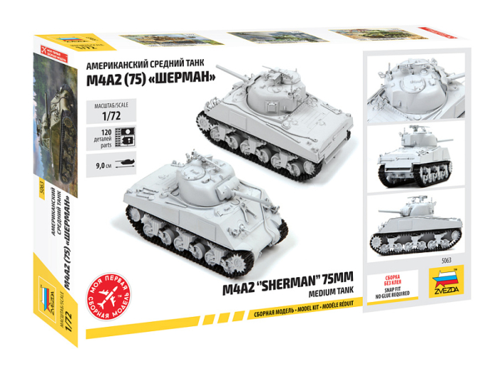 Zvezda 5063 - 1:72 M4 A2 (75Mm) Sherman Medium Tank - Snap-Fit [2]