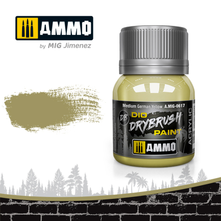 Vopsire, Weathering & Diorama - A.MIG-0617 - DRYBRUSH MEDIUM GERMAN YELLOW