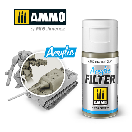 Vopsire, Weathering & Diorama - A.MIG-0827 - ACRYLIC FILTER Light Gray