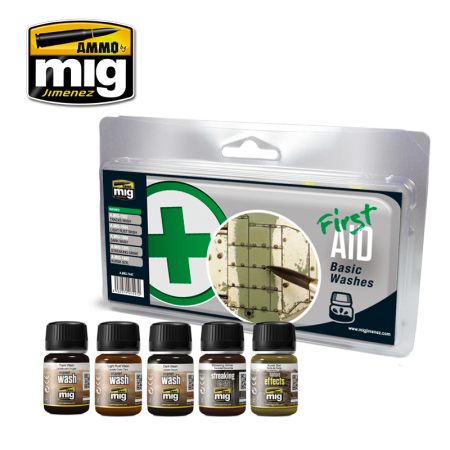 Weathering - A.MIG-7447 - FIRST AID BASIC WASHES
