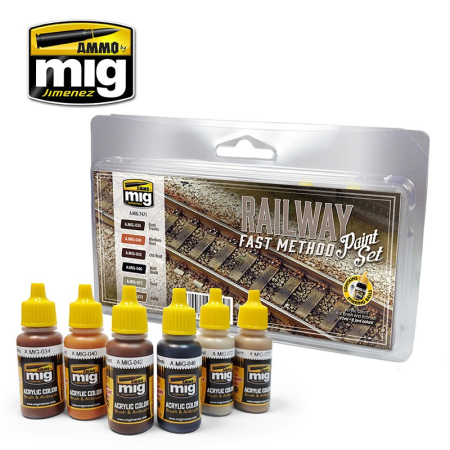 Weathering - A.MIG-7471 - RAILWAY FAST METHOD PAINT SET